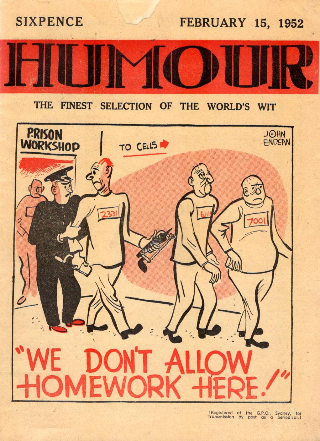 Humour (New Century, 1922 series) v32#7 (15 February 1952)