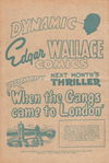 Edgar Wallace Comic (Young's, 1951 series) #5 — Dynamic Edgar Wallace Comics Present Next Month's Thriller 'When the Gangs Came to London' (page 1)